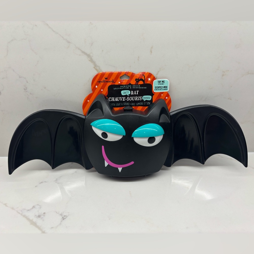 Hallmark 18 inch Chatty Bat Halloween Hanging Decor with Light and Sound